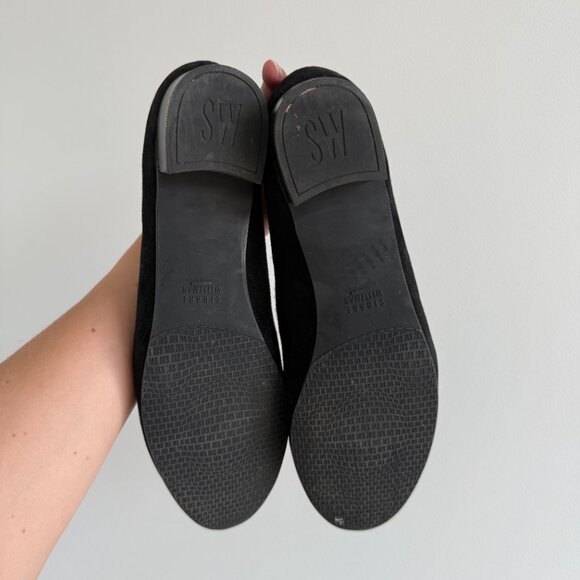 Stuart Weitzman Black Quilted Suede Loafers Size 12 - Picture 4 of 5